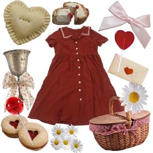 SOLD Red Sailor collar, babydoll button down dress with tie.